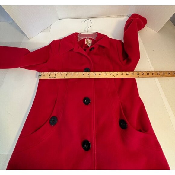 JM Collection Petite Red Button-Up Coat Pockets & Collared Neckline Women's P/P - Picture 6 of 8